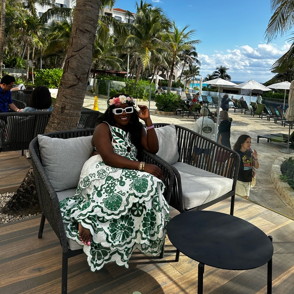 Elegant Farm Rio Green and White Floral Dress - Picture 2 of 2